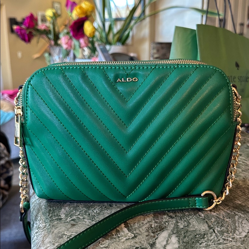 ALDO Vibrant Green Chevron Crossbody Bag